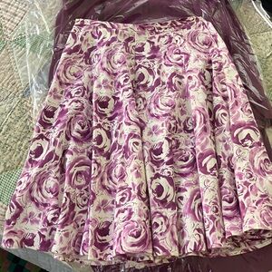 Floral Purple and White Full Skirt. Size 4